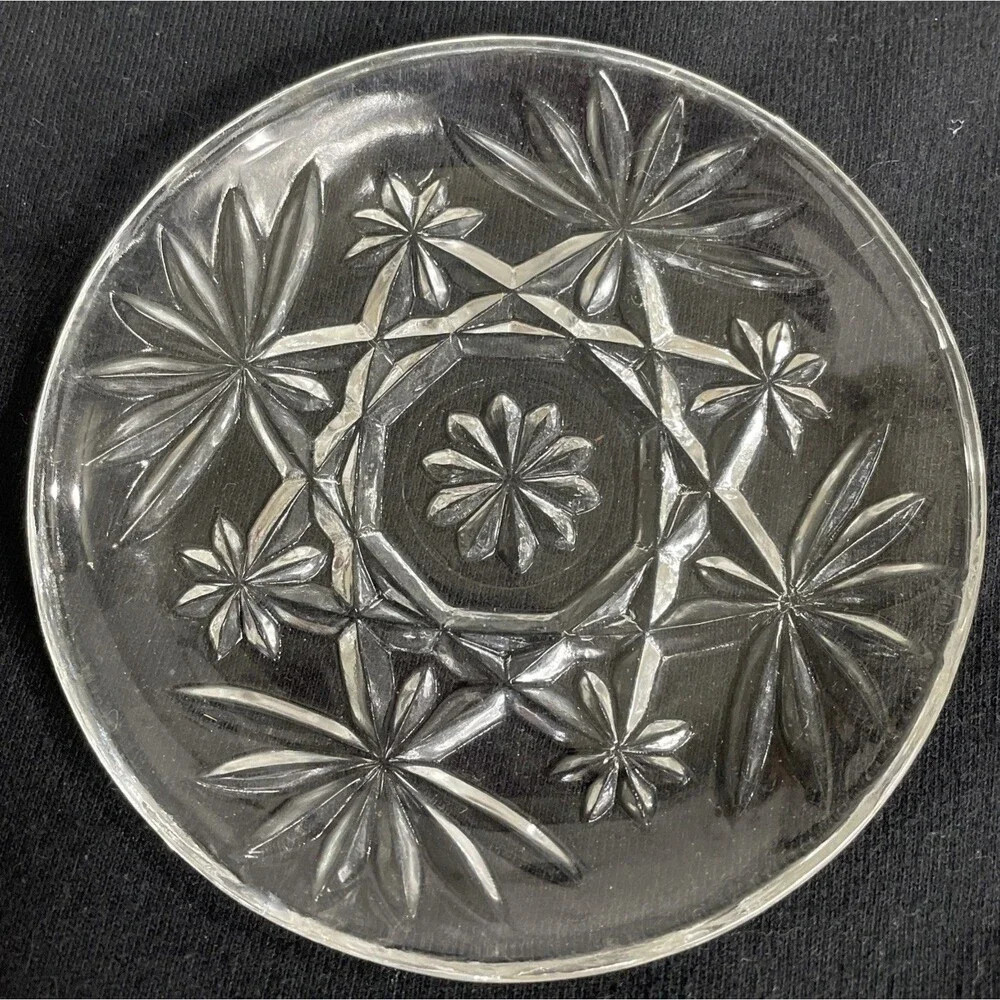 1960'S ANCHOR HOCKING GLASS PRESCUT CLEAR OATMEAL COASTER 4-1/2” Set Of 4